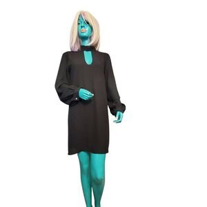 Dee Elle Dress Black Long Sleeve Mock Neck Keyhole Chic Party Dress